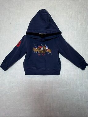 Kids Ralph Lauren Navy Polo-Style Hoodie with Polo Player Embroidery